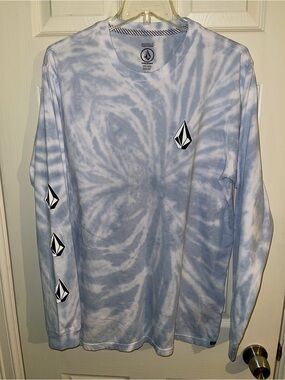 Volcom Men’s Light Blue Tie-Dye Long Sleeve Tee- XL